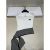 Miu Style 2026 Summer Striped Tie-Up Knit Vest with Cinched Waist