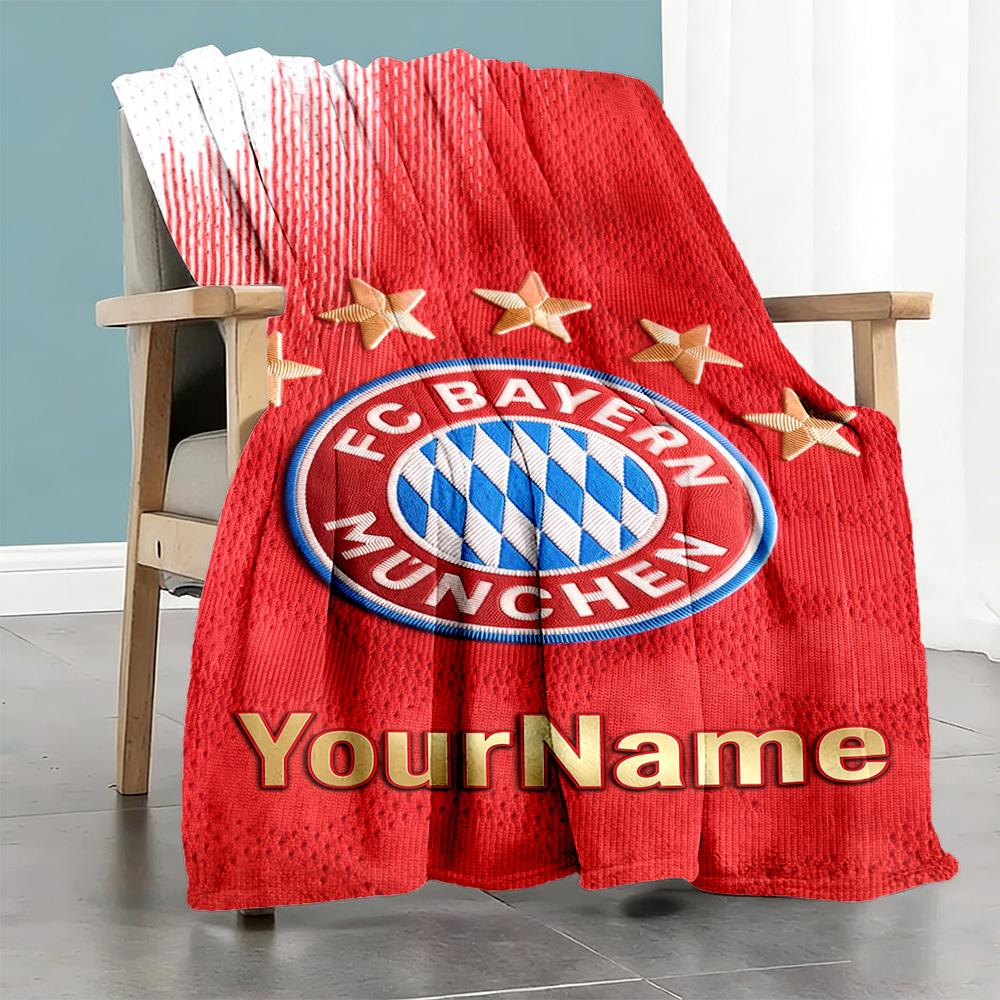 Fc Bayern München 11 Personalized Text Blanket Cozy Personalized Blanket Durable Comfort Great for Bed Bedding Chair Home Decor