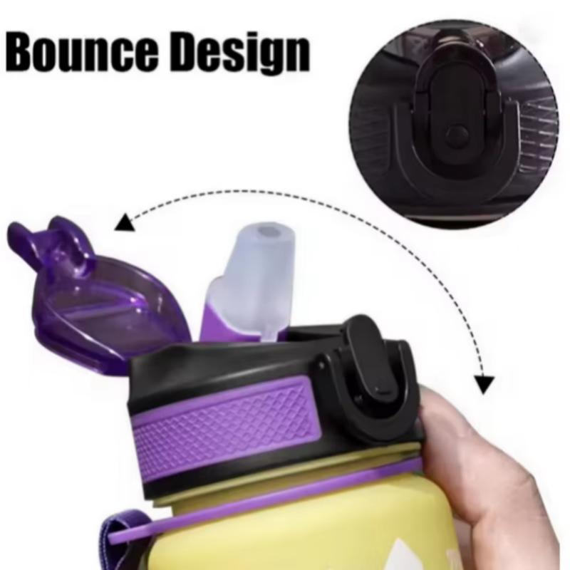 1000ML Large Capacity Sports Water Bottle with Time-Tracking Straw Leak Proof Locking Flip Cover for Outdoor Fitness