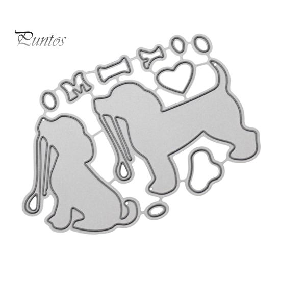 

Очаровательная собака металлический трафарет DIY скрапбукинг тиснение бумажные карты трафарет серебряный