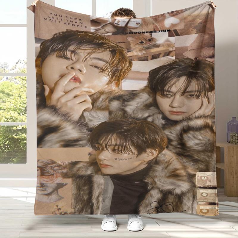 Kim Tae Hyung V Kpop B-BTS Flanelldecke, Ultraweiche Warme Plüschdecke für Zuhause Schlafzimmer Bett Sofa Abdeckung Büro Camping Picknick