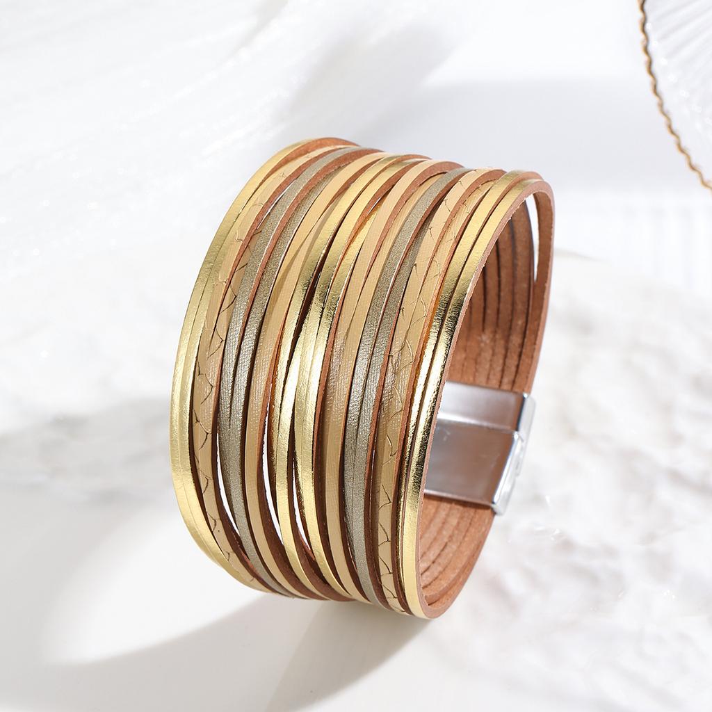 Boho Thin Strip flerlags lærarmbånd for kvinner Shred Wrap Unisex-smykker