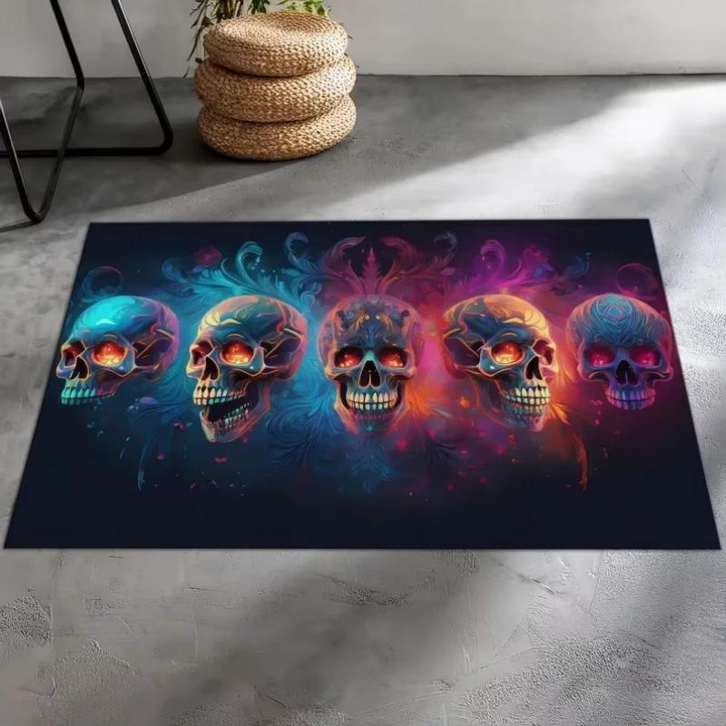 VIKAMA Gothic Horror Dragon Bat Pumpkin Unwelcome Doormat Dark Non Slip Rug Halloween Entrance Bedroom Spooky Home Decor