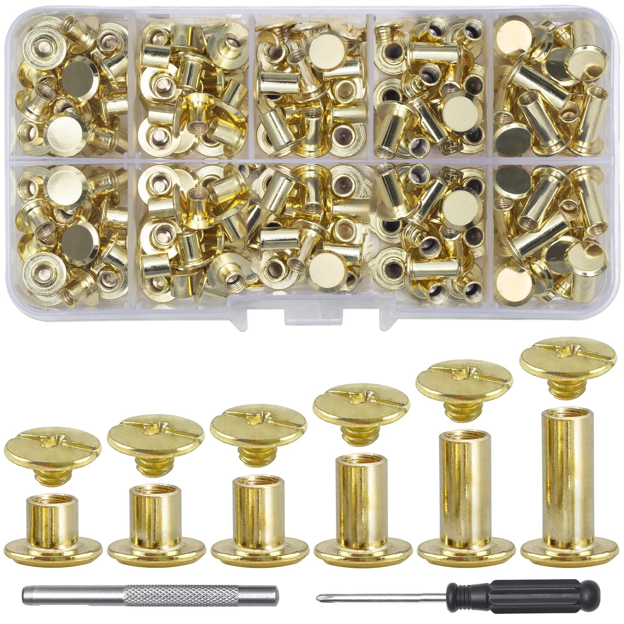 

110 комплектов Винты Кожаные заклепки Переплетные для украшения и ремонта Кожаное ремесло Ремень Сумка Обувь Кошелек Переплет (M5*4,5,6,8,10,12