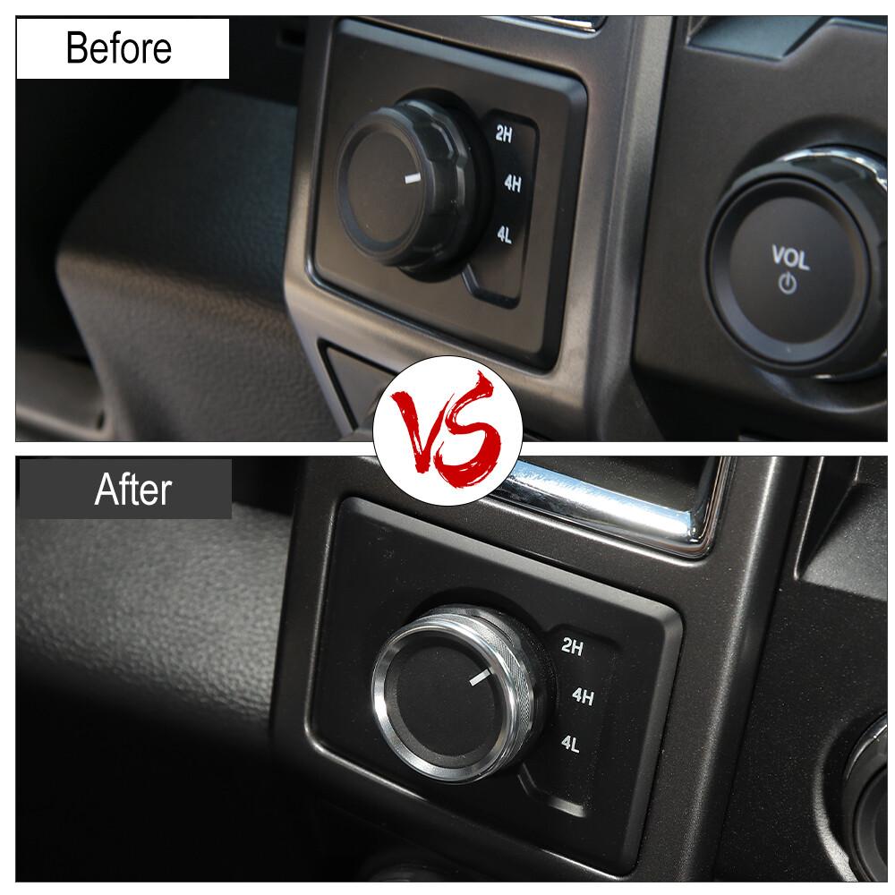 Aluminum Four-Wheel Drive Switch Cover Trim Ring For Ford F150 2015-2020 Silver