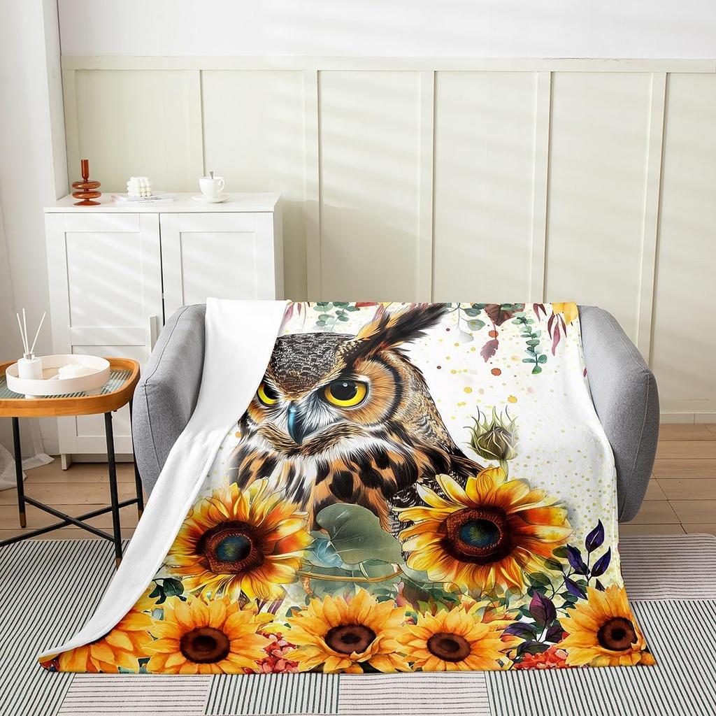 Japanese Style Soft Warm BlanketRainbow Butterfly Throw BlanketCherry Blossoms Fleece BlanketInk Painting Style Fuzzy Blanket