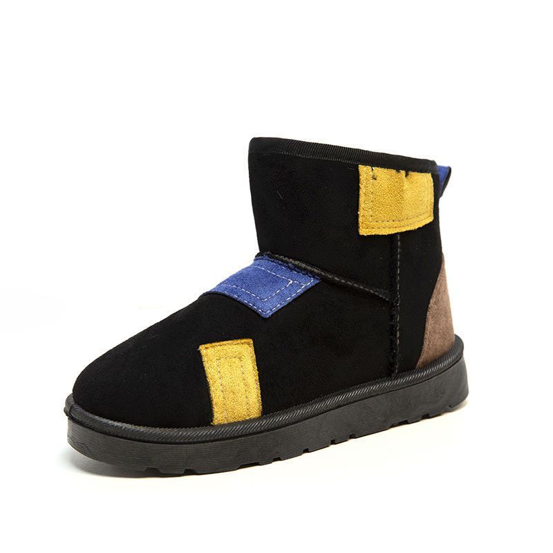 Color matching winter velvet thickened sole warm bread shoes new cotton shoes women's fashion short snow boots women