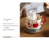 Japanese Retro INS Ceramic Drip Coffee Mug with Print - Stackable Creative Couple Breakfast Cup
