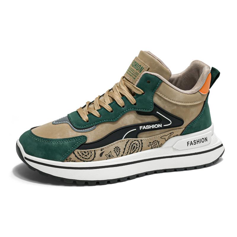 

Мужские кроссовки с высоким берцем, модная спортивная обувь для отдыха на открытом воздухе, плоская износостойкая удобная обувь для ходьбы для мужчин, обувь для треккинга 44 зелёный