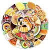 50 Sheets Creative Cartoon Food Stickers - Waterproof, Removable, Decorative Planner Stationery.