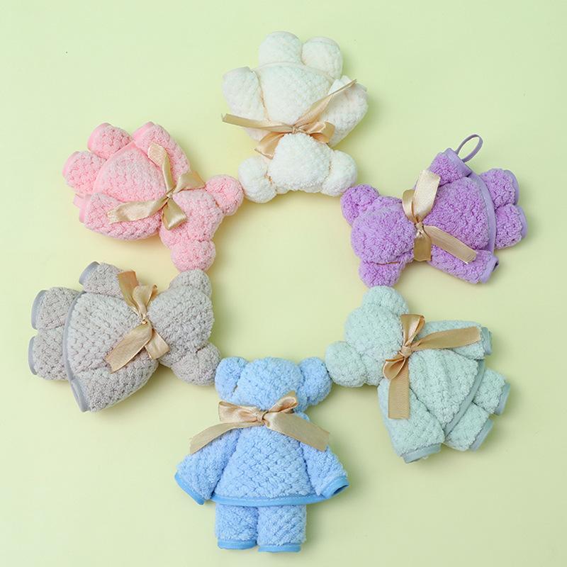 Coral Fleece Bear Shaped Towel Gift Box Set For Wedding Return Gifts Baby Souvenirs Creative Plush Hand Towels For Events KTY