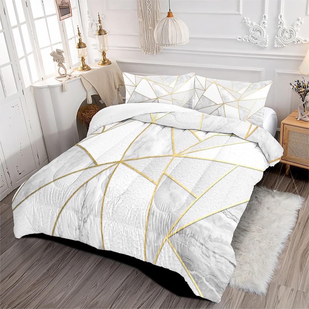 Marbled Three-piece Digital Printing Fat Quilt Cover Set