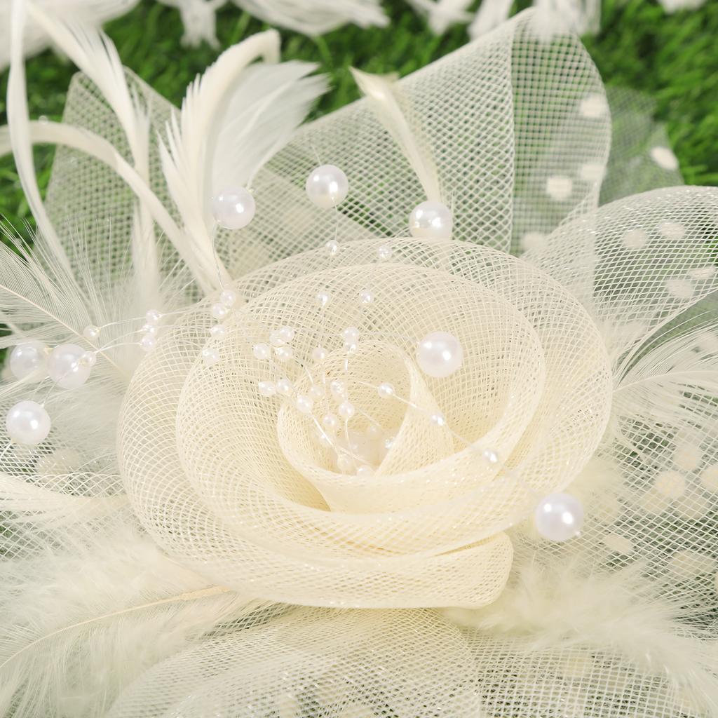 AWAYTR Elegant Top Hat Headbands Polka Dots Mesh Wide Headband Hair Accessories For Women Festival Headwear