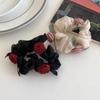 1Pc Super Fairy Elegant Rose Large Intestine Hair Ring, Sweet Head Rope, Simple Leather Band, Ponytail Hair Rope Headwear