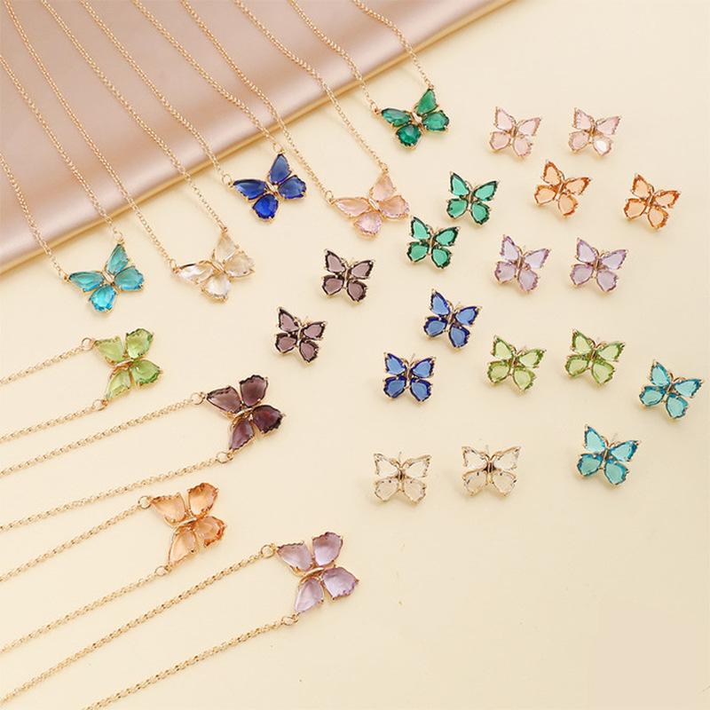 Butterfly Jewelry Multi-Colored Zircon Butterfly Necklace for Women Fashionable Clavicle Chain Pendant Necklace for Women