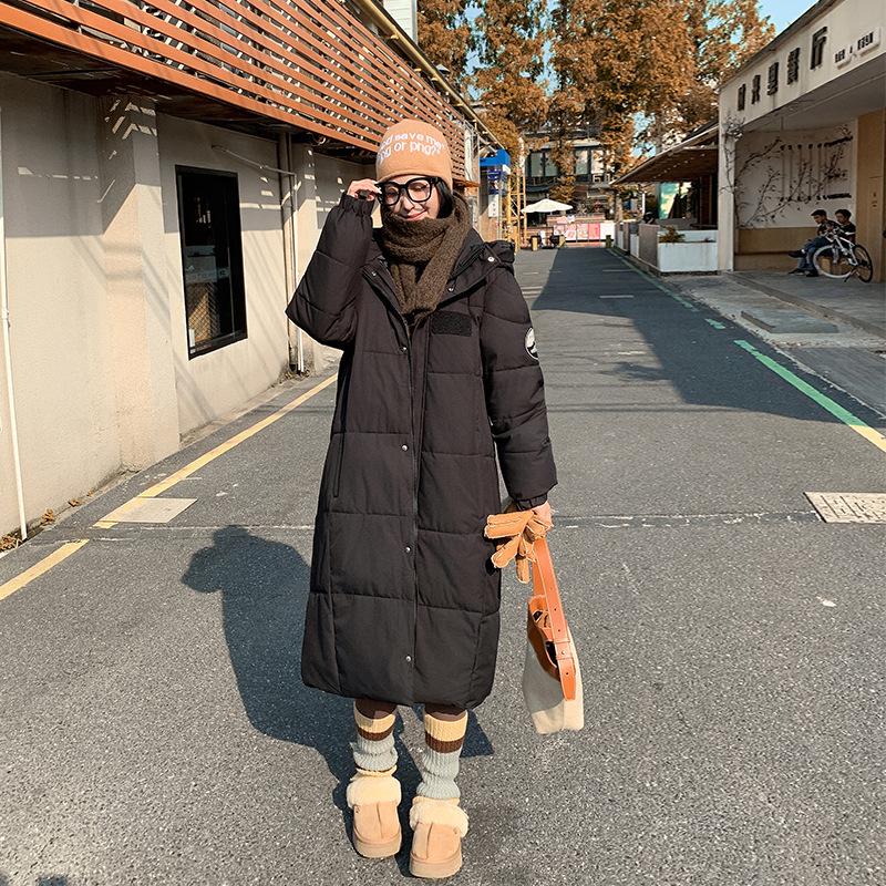 Winter men's and women's same warm cotton-padded clothes Korean version loose thickened cotton-padded clothes long knee-length down cotton-padde