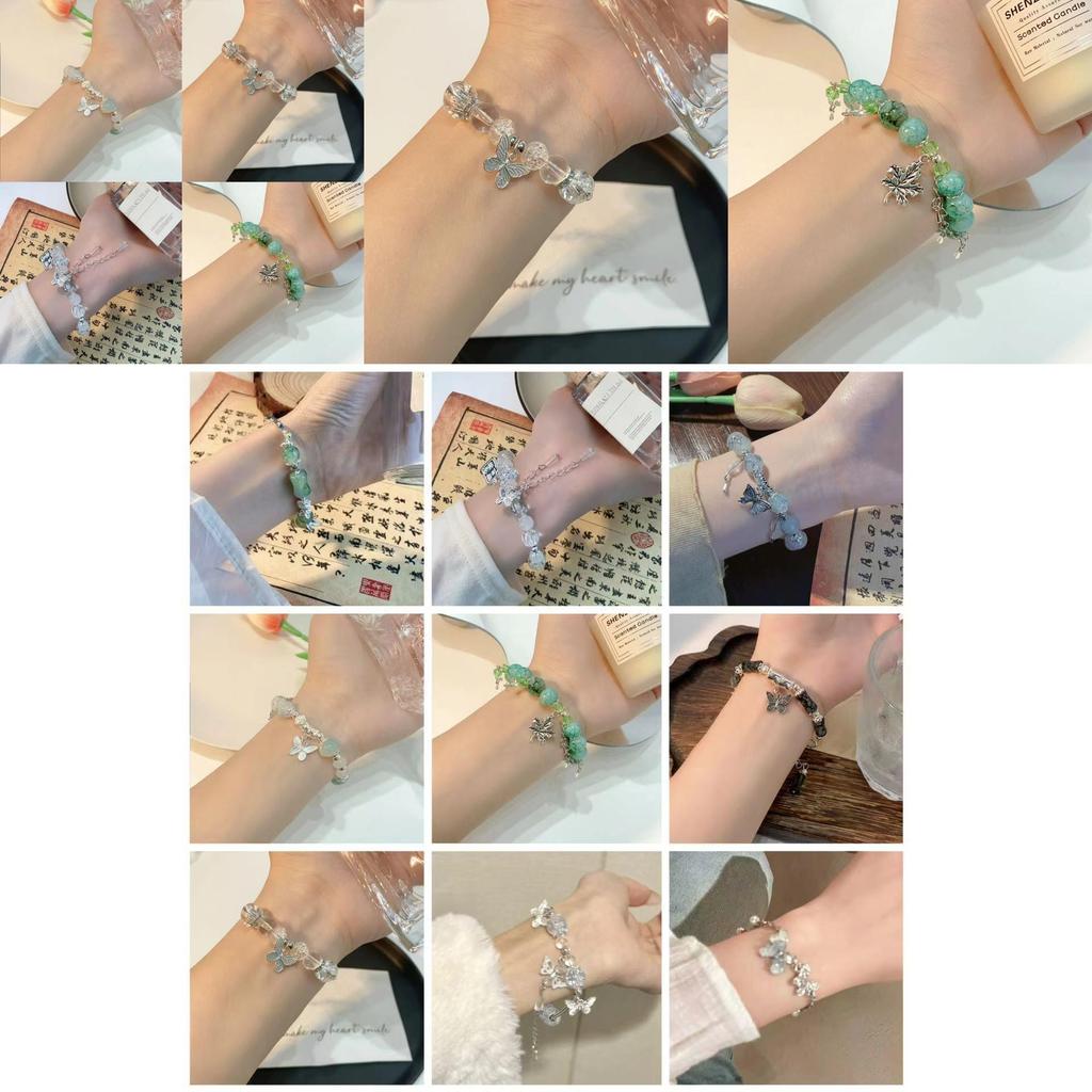 Elegant Blue Gradient Gemstone Butterfly Bracelet For Women Luxurious Summer Jewelry