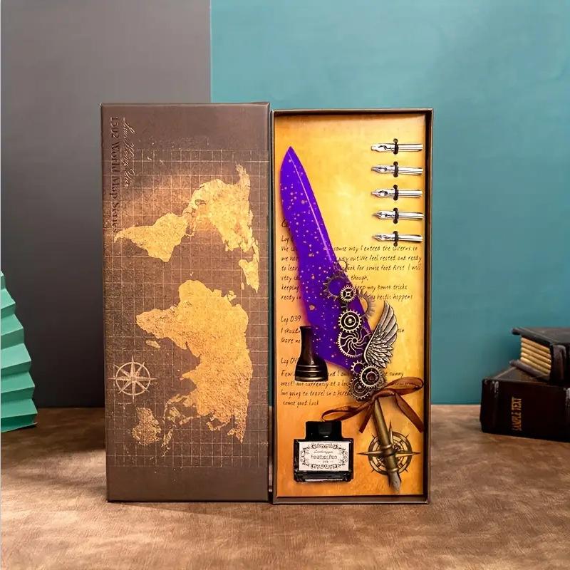 

Винтажный механический панк набор перьев с заводом, готическое сменное перо, ручка для письма маканием в чернила 1.0mm