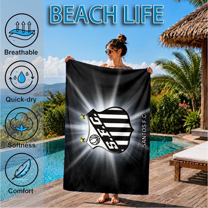 Fc Crest Design Printed Microfiber Beach Towel, Soft And Absorbent, Quick-Dry, Ideal for Summer Travel, Beach Essential, Swimming Pool