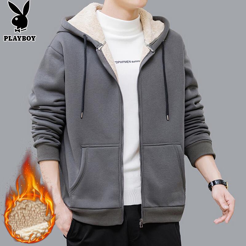 PLAYBOY Men's Lamb Fleece Lined Winter Jacket