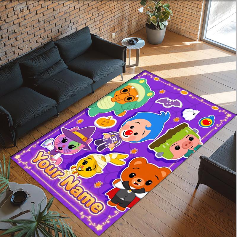 Personalized Crystal Velvet Carpet Custom Name Text,El Payaso Plim Plim Anti Slip Area Rug For Home Decoration