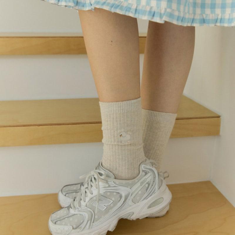 

SOCKS APPEAL rib embroidery poodle oatmeal M