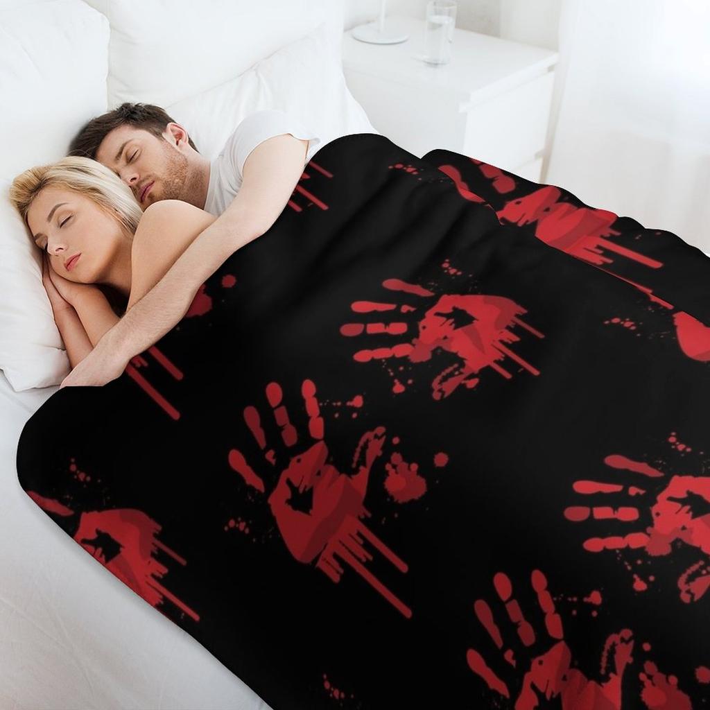 Bloody handprints Throw Blanket Cozy Throw Blanket for Bed Sofa Chair