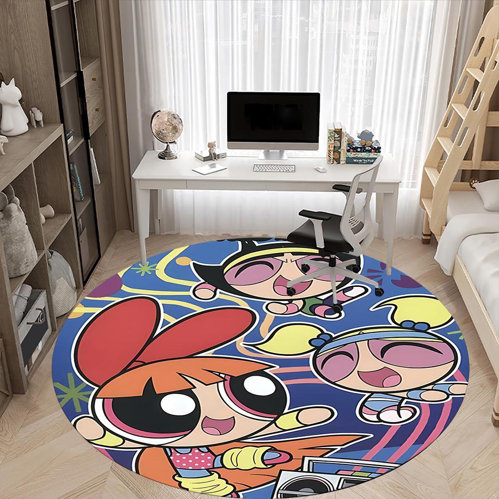 P-Powerpuff Girls Office Round Area Rug, Under Office Chairs Bedroom Living Room Home Decor a1022222