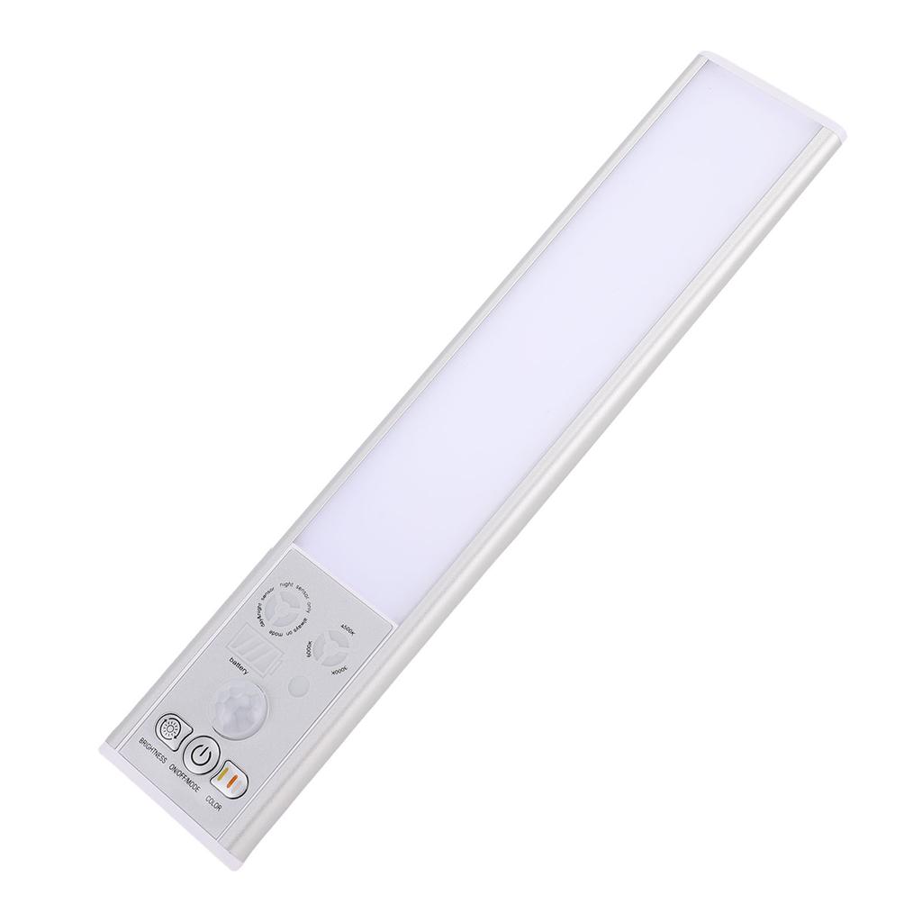 Under Cabinet Light Rechargeable Motion Sensor Lamp for Home Kitchen 3 Color Temperature Adjustable 30cm Length Silver