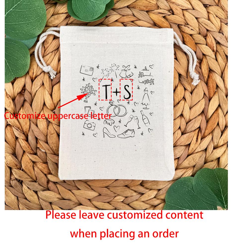 Custom 5Pcs Wedding Favor Bags for Guests Mini Drawstring Tote Hangover Kit Bachelorette Party Hotel Welcome Bag Bridal Shower