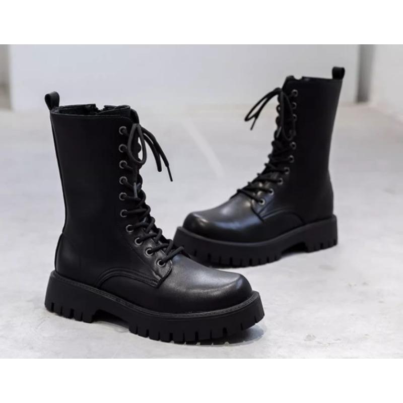 Herren Herbst- und Wintermodetrend mit seitlichem Reißverschluss Herren Rindsleder Mid-Top Kurzstiefel Dickbesohlte Arbeitsstiefel High-Top Lederschuhe