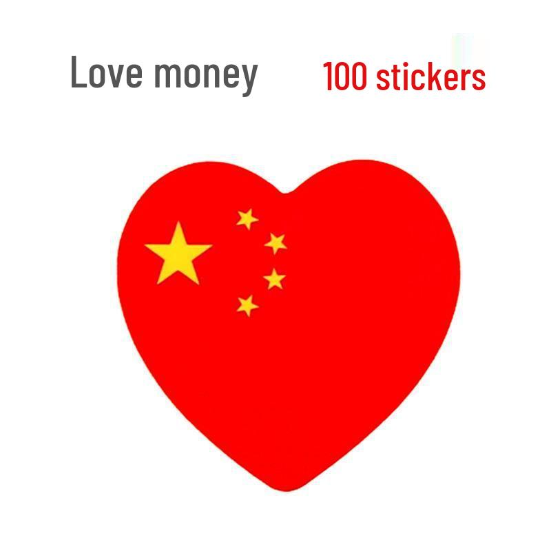 Chinese National Flag Stickers: Small Face, Arm, Hand-Waving Five-Star Red Flag for National Day