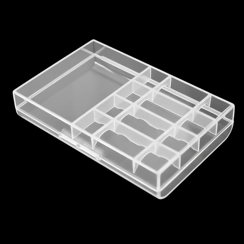 1Pcs Universal Aa Battery Storage Box Transparent Plastic Battery And 4-In-1 Charging Cable Organizer Case