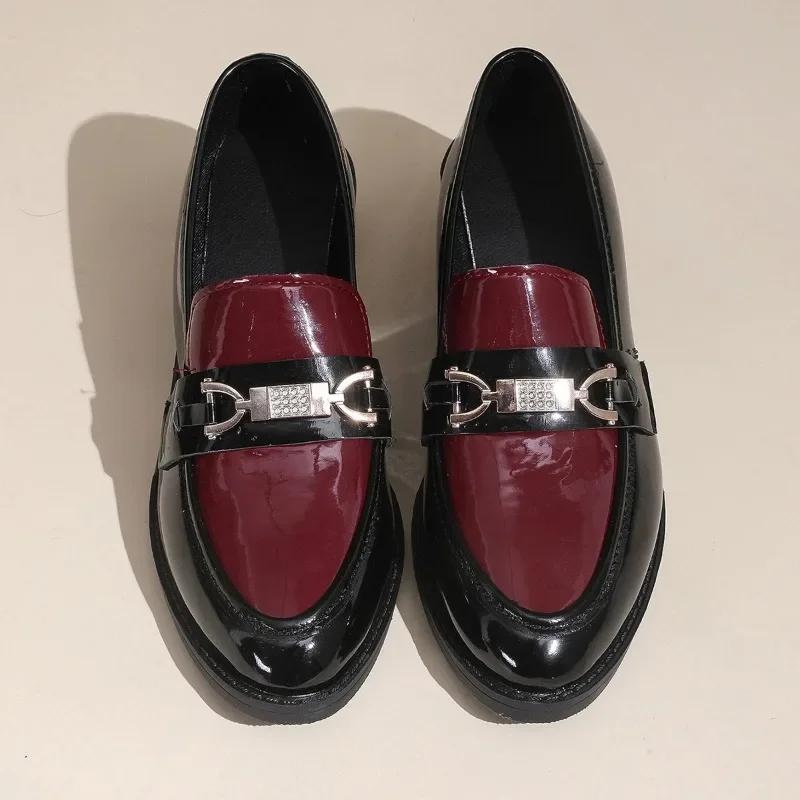 Fashion Elegant Woman Heeled Shoes 2025 Fashion Lace-up Cuff Women's Loafers Metal Decoration Office and Career Plus Size Pumps Women