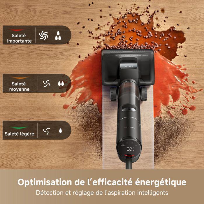 DREAME H15S Aspirateur Laveur, Nettoyage Triple Arête, Bras Robotisé AI, Aspiration 21 000 Pa, Sans Nœud, Portée À Plat À 180°