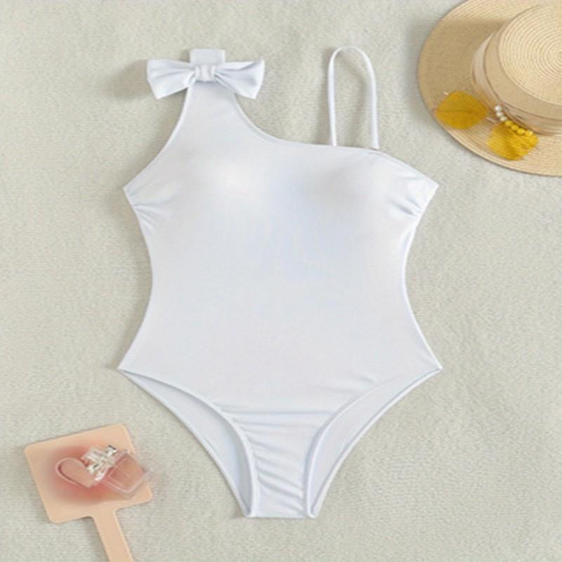 Solid Color Single Shoulder Slimming One-piece Swimsuit Women Covering Belly Sexy Beach Bikini S