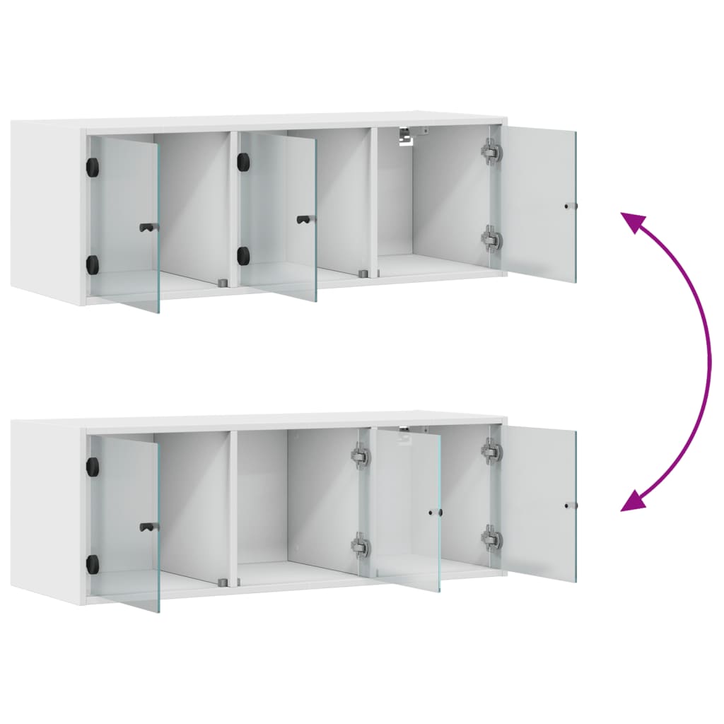Wall Cabinet with Glass Doors White 102 X 37 X 35 Cm