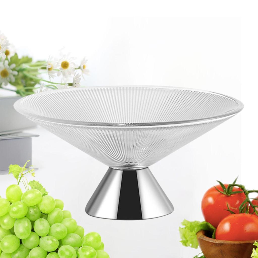 Bol en Verre Décoratif Panier à Fruits sur Pied, Socle pour Plan de Travail de Cuisine, Verre