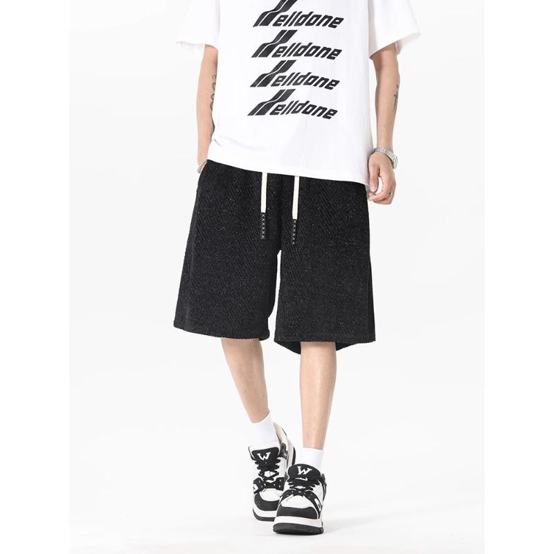 Summer Bubble Yarn Straight Casual Shorts Men's Retro Street Loose and Versatile Vertical Pants
