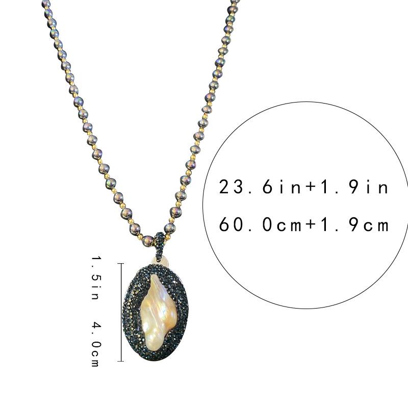 Handmade Baroque Pearl Necklace with Shell Bead Pendant Niche Design