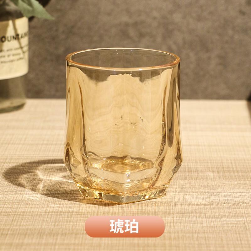 Hexagonal Amber Glass Mouthwash Cup Set