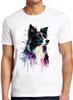 Border Collie Watercolor Dog Portrait Funny Design Gift Cool Tee T Shirt 2193