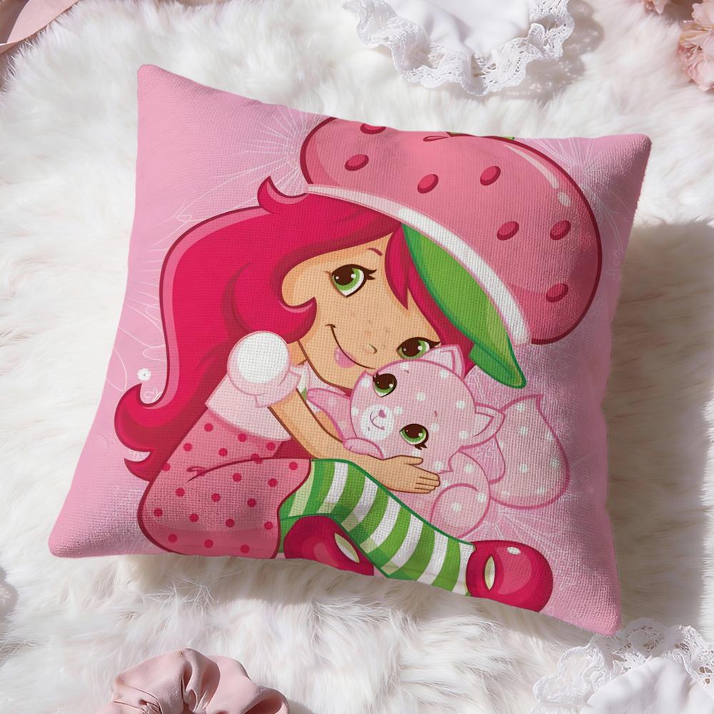 s-Strawberry Shortcake Cushion Cover Premium Comfort Reversible Pillow Cove -Two in One Design for Any Room & Car Interior