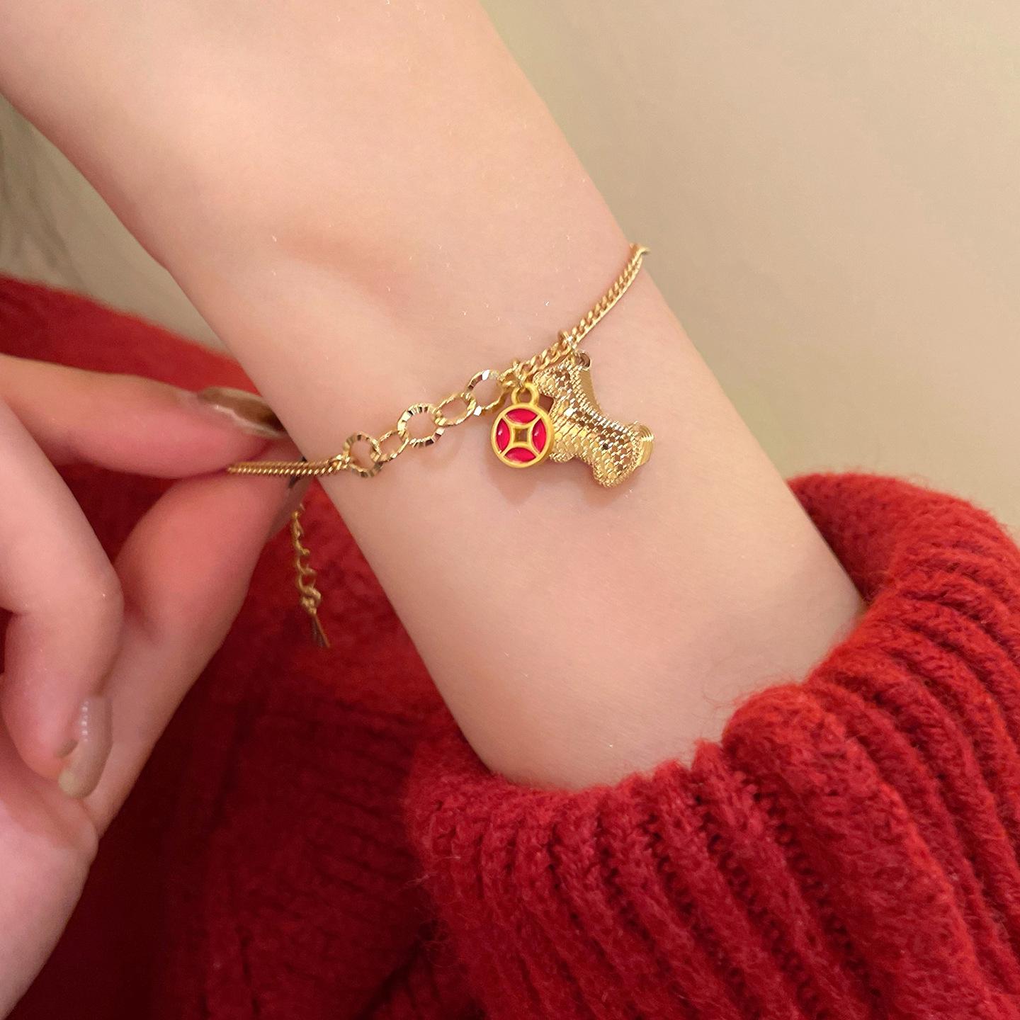 18k Gold Plated Double Layer Zircon Horse Bracelet - Elegant and Fashionable Jewelry Piece