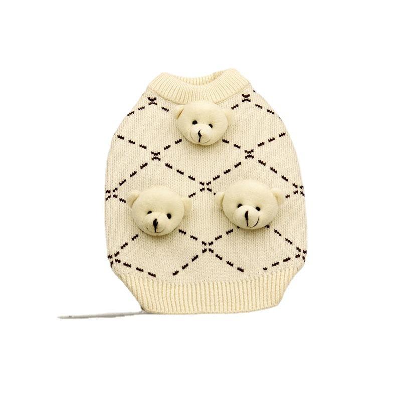 

Свитер в клетку для домашних животных Осень-зима Ins Diamond Plaid Teddy Bear Вязаный свитер Одежда для маленьких собачек и кошек Одежда для домашних животных Свитера XS