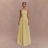 Sommer Damen Unifarben Ärmellos Rückenfrei Schlankheits Raffung Bandeau Maxi Lang Kleid, Neuankunft für Europäischen & Amerikanischen grenzüberschreitenden Handel
