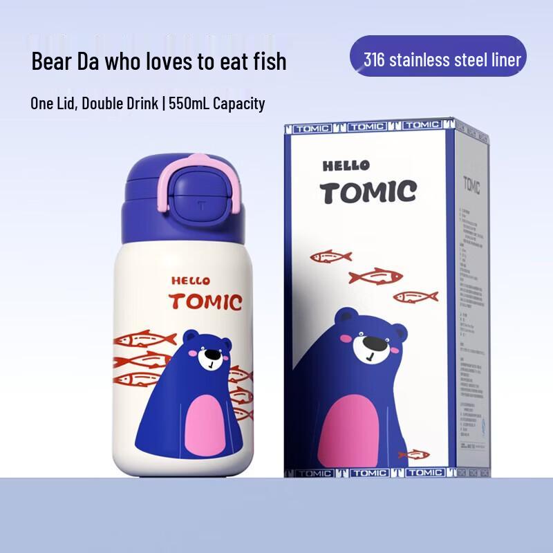 

TOMIC 550 мл Детская термокружка из нержавеющей стали 316 с трубочкой