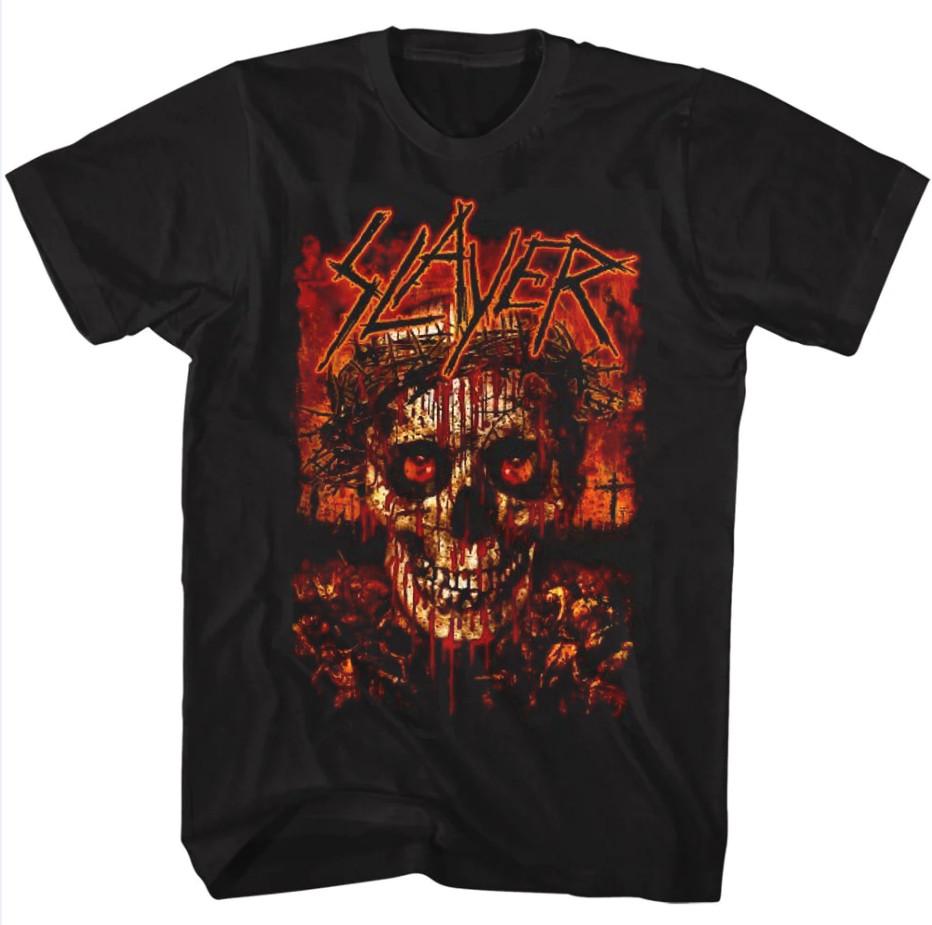 SLAYER BAND Crowned Skull Reprinted Unisex Black T Shirt Full Size S-5XL Unisex T-Shirt L