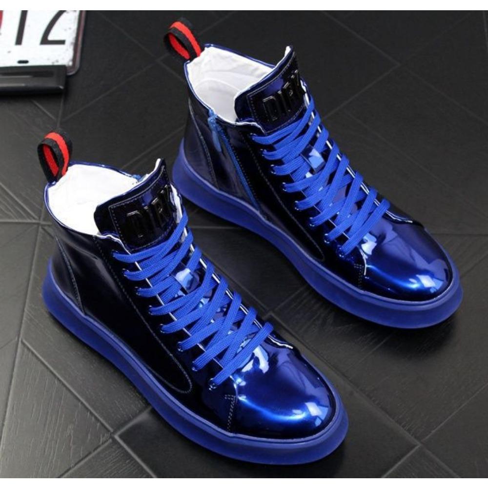 Scarpe da uomo Hip Hop Street Scarpe da tavola in pelle laccata Scarpe casual alte da uomo