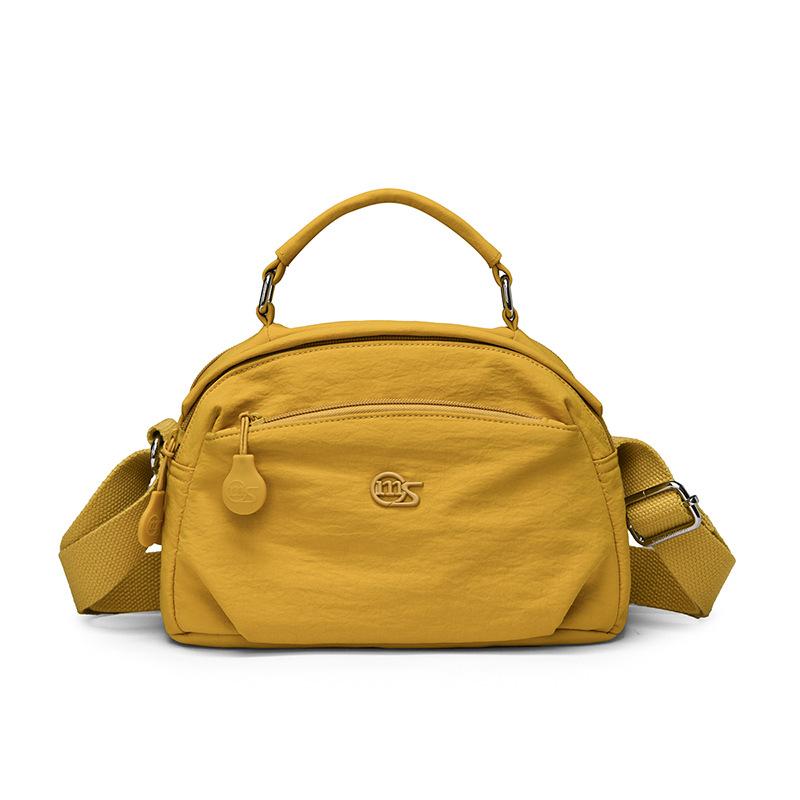 Women s Nylon Crossbody Bag with Top Handle Lightweight Multi-Compartment Shoulder Handbag жёлтый